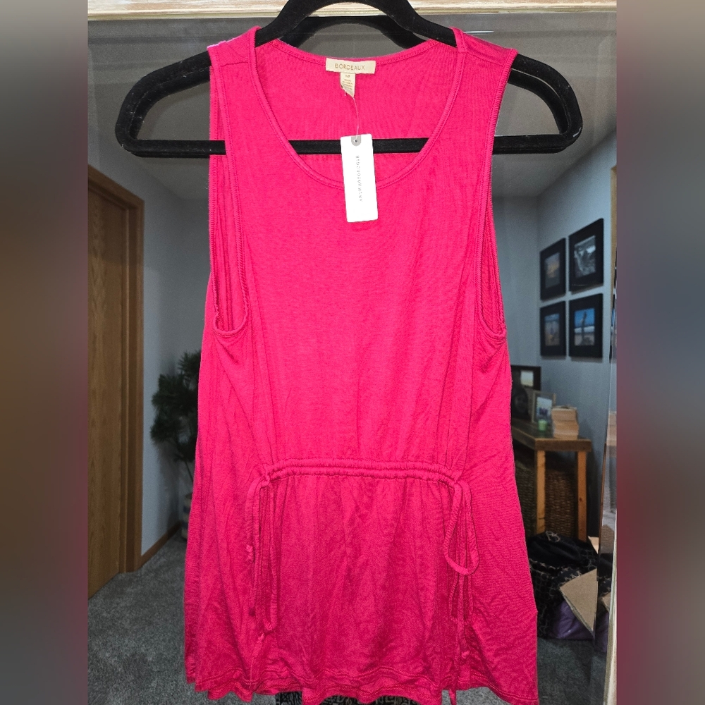Bordeaux Anthropologie Vibrant Pink Tank Top